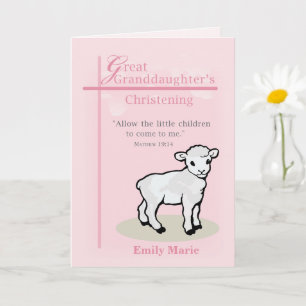 Achterkleindochter Doop Lam Kruis Roze Kaart