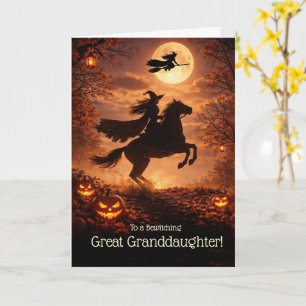 Achterkleindochter Halloween Paard Heksen Maan Kaart