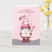 achterkleindochter Valentijnsdag Gnome Kaart (Gele Bloem)