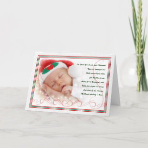 Achterkleinkind's 1e kerstgedicht met naam feestdagen kaart