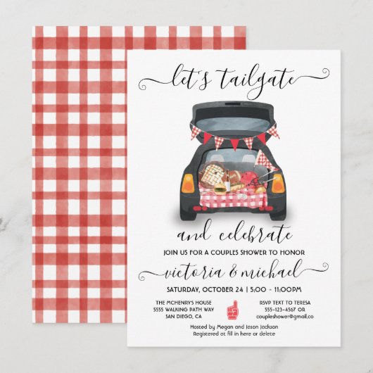 Achterklep Auto Voetbalspel BBQ Bier Koppel Bruilo Kaart (Voorkant / Achterkant)