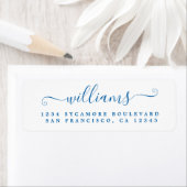 Achternaam achternaam blauw inkt script etiket (Insitu)