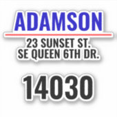 Achternaam & Adres - Aangepaste postbusnummers Sticker (Voorkant)