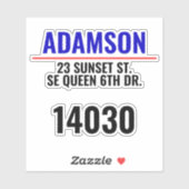 Achternaam & Adres - Aangepaste postbusnummers Sticker (Vel)
