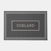 Achternaam Black en White Tegel Design Custom Deurmat (Voorkant)