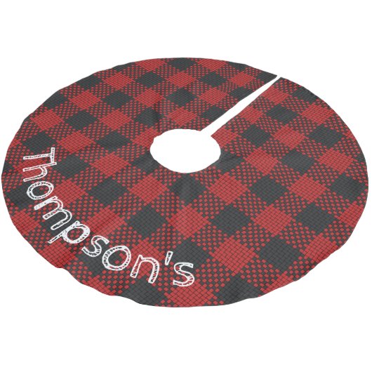 Achternaam Buffalo Plaid Custom Tree Rok Kerstboom Rok (Gekanteld)