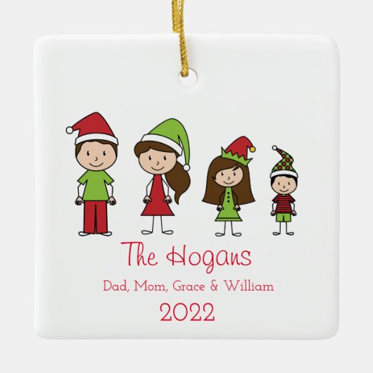 Achternaam en jaar persoonlijke kerstmis keramisch ornament (Voorkant)