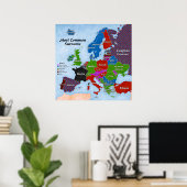 Achternaam Europe Map Poster (Thuiskantoor)