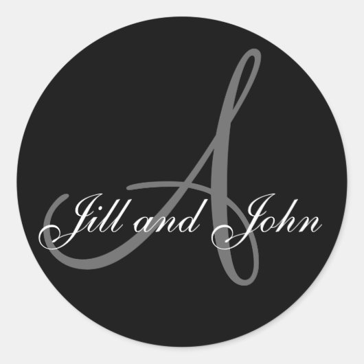 Achternaam Initiaal A plus Voornamen Zwart Sticker (Voorkant)