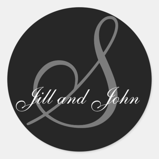 Achternaam Initiaal S plus Voornamen Zwart Sticker (Voorkant)