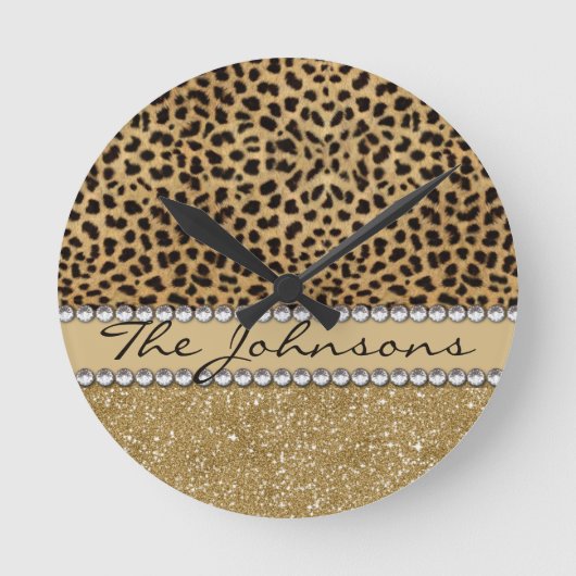 Achternaam leopard Spot Ronde Klok (Voorkant)