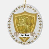 Achternaam Lion Shield Family Crest Keramisch Ornament (Links)