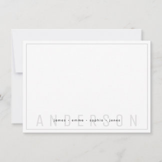 Achternaam minimale donkergrijze rand notitiekaartje