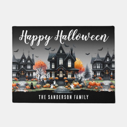 Achternaam Prettig Halloween Deurmat (Voorkant)