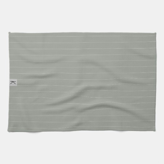 Achternaam Sage Groen Wit Gestreept Theedoek (Horizontaal)