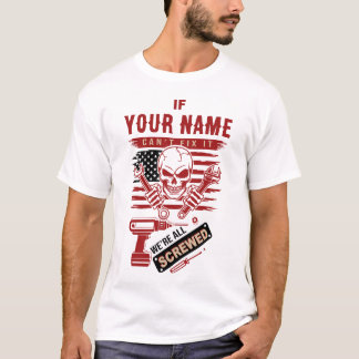 Achternaam T-shirt, Douanepaneel monteur Schedel T-shirt