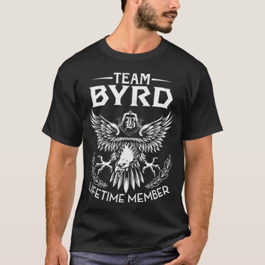 Achternaam Team BYRD Lifetime Member T-shirt (Voorkant)