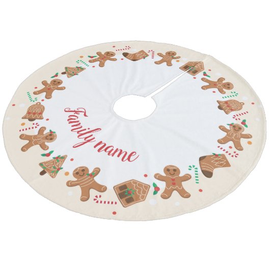 Achternaam van de kerstman Gingerbrood Fleece Kerstboom Rok (Gekanteld)