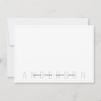 Achternaam van de minimale grijze en Navy Blue Bor Notitiekaartje