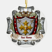 Achternaam van Victory Shield Keramisch Ornament (Voorkant)