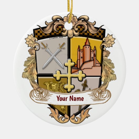Achternaam Vista Cross Shield Keramisch Ornament (Voorkant)