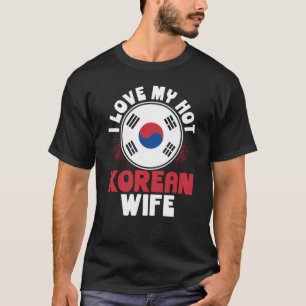 Achteropdruk Ik Hou Van Mijn Heete Koreaanse Vrouw T-shirt