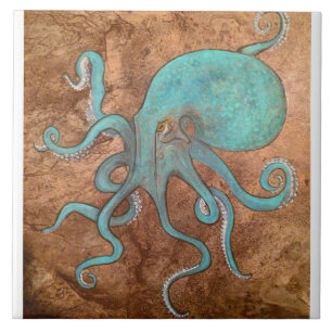 Achterspatten van octopus Tile Tegeltje