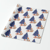 Achterste kerstfoto Illustratie Blauw rood Cadeaupapier (Uitgerold)