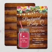 Achtertuin Baby Q Mason Jar Invitation Kaart (Voorkant / Achterkant)