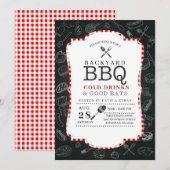 Achtertuin BBQ Barbecue Uitnodiging (Voorkant / Achterkant)