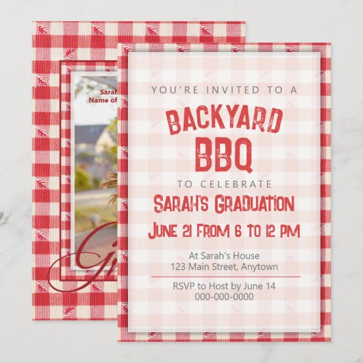 Achtertuin BBQ Casual Afstudeerder Party Cookout G Kaart (Voorkant / Achterkant)