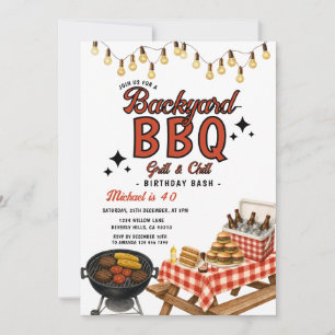 Achtertuin BBQ-grill- en chille-verjaardagsfeest b Kaart