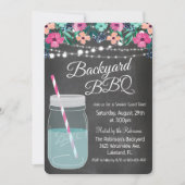 Achtertuin BBQ Mason Jar Invitation Kaart (Voorkant)