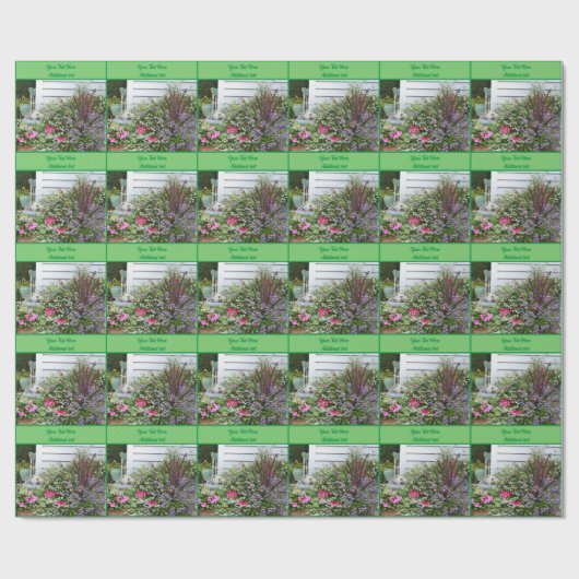 Achtertuin bloementuin gepersonaliseerd cadeaupapier (Vlak)