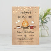 Achtertuin Bonfire Verjaardag Uitnodiging (Staand voorkant)