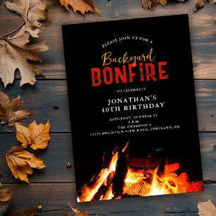 Achtertuin Bonfire Verjaardagsfeest uitnodiging