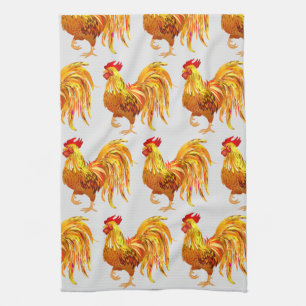Achtertuin Chicken Farmer Golden Rooster Pattern Theedoek