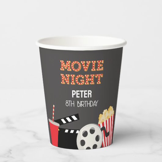 Achtertuin Film nacht partij Papier beker (Achterkant)