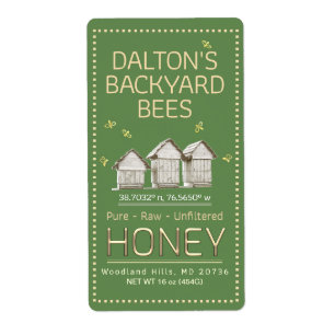 Achtertuin Hive Honey Jar Label Little Bees op Gre