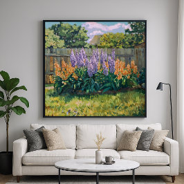 Achtertuin - Impressionistische stijl Bloemenkunst Poster