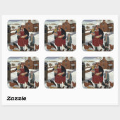 Achtertuin in Winter Vierkante Sticker (Vel)