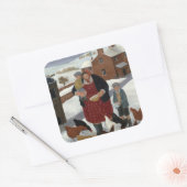 Achtertuin in Winter Vierkante Sticker (Envelop)