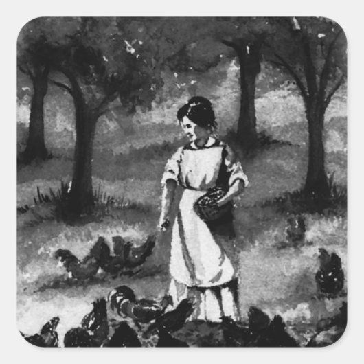  achtertuin kippenboer vierkante sticker (Voorkant)