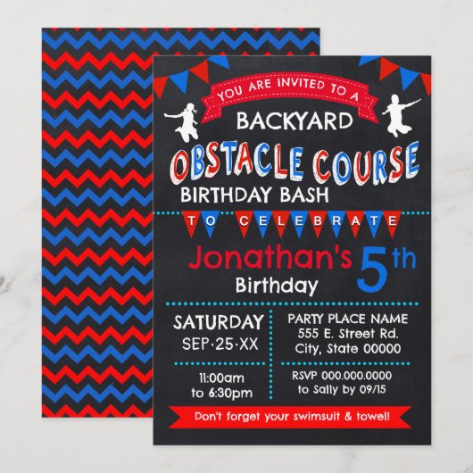 Achtertuin Obstakel Cursus Verjaardags Bash Kaart (Voorkant / Achterkant)