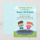 Achtertuin trampoline kinderen Birthday Party Kaart (Voorkant / Achterkant)