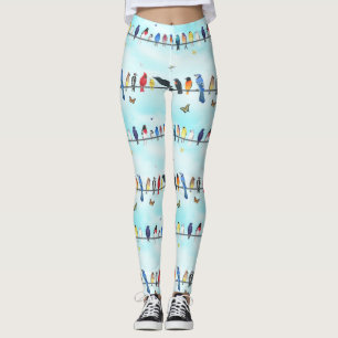 Achtertuin vogels op een lijn met vlinders leggings