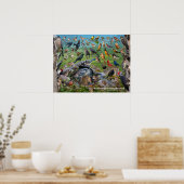 Achtertuin vogels Rhode Island Poster (Keuken)