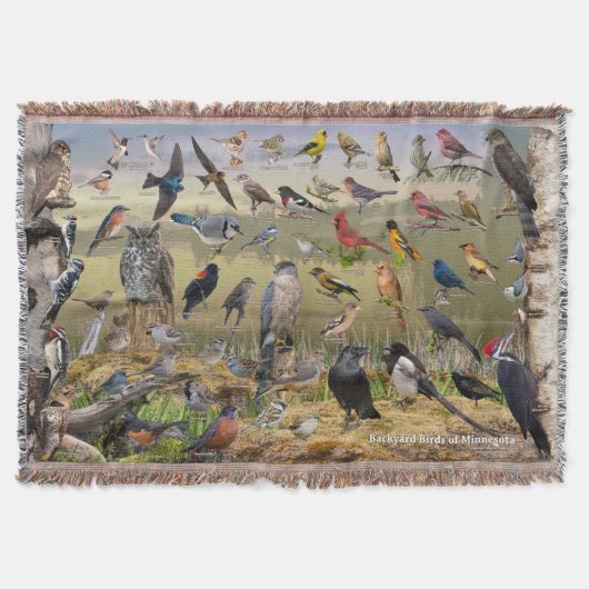 Achtertuin vogels van Minnesota Throw Blanket Deken (Voorkant)