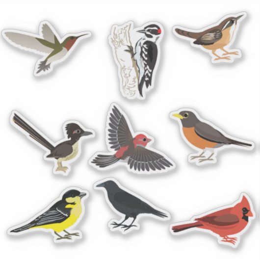 Achtertuin vogelsticker set sticker (Voorkant)