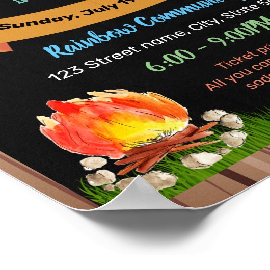 Achtertuin vreugdevuur school leraar sjabloon poster (Hoek)